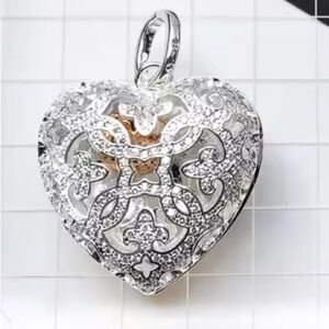 NWOT Sterling Silver heart locket pendant, no chain